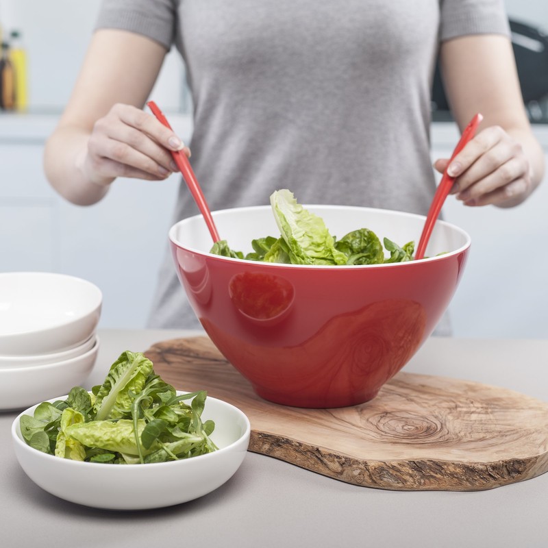 Zeal G217RSET Salad Bowl and Server Set, Red