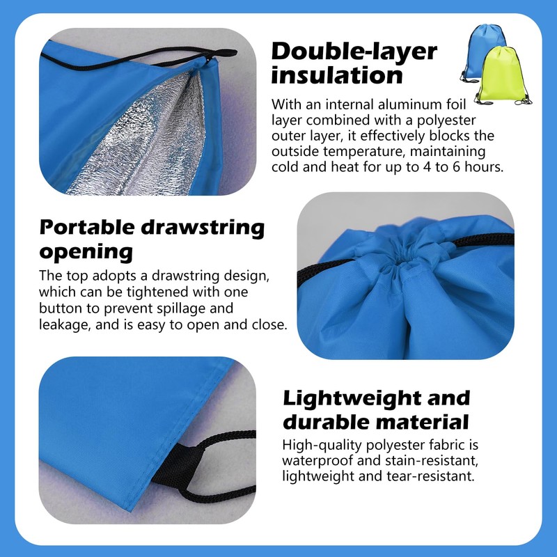 Pack of 2 Drawstring Cooler Bag Cooler Bag Backpack Reusable