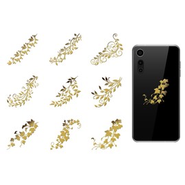 OLYCRAFT 9pcs 1.6x1.6 inch Golden Metal Stickers Ivy Metal Stickers Self Adhesive Stickers Plants Theme Epoxy Stickers Leaves Pyramid Sticker for DIY Scrapbooks Epoxy Resin Decoration