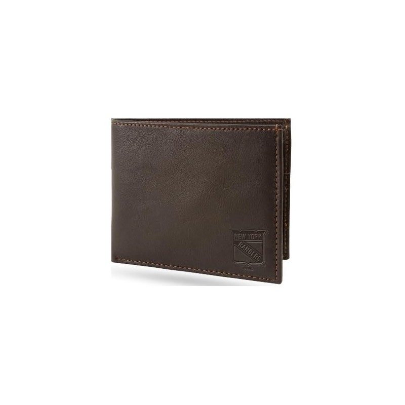 New York Rangers Brown Leather RFID Blocking Passcase Bifold Security