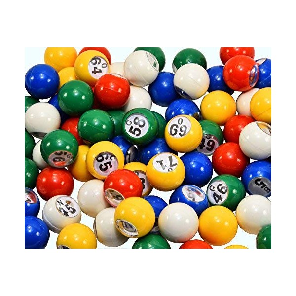 Regal Games - Premium Multicolored Bingo Balls with Easy Read Window - 7/8 (0.875) inch - 75 Count