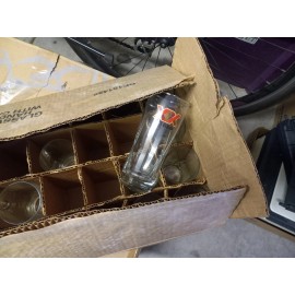 Dos Equis PAIR OF NEW Dos Equis Mexico Cerveza Pint Glass 16oz Tall Stamped XX Etched 1892