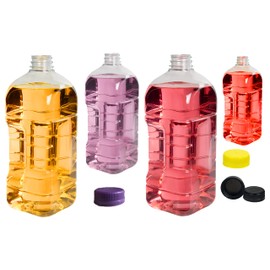 64 oz. Plastic Juice Bottles with Caps- USA MADE 4 Pc. 64 Oz Plastic Bottle - Large Juice Containers with Tamper Evident Caps- CLEAR Reusable Juice Bottles for Juicing Smoothie & Homemade Beverages