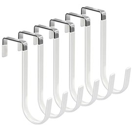 FYY Over the Door Hooks, 6 Pack Door Hangers Hooks with Rubber Prevent Scratches Heavy Duty Organizer Hooks for Living Room, Bathroom, Bedroom, Kitchen Hanging Clothes, Towels, Hats, Coats, Bags White