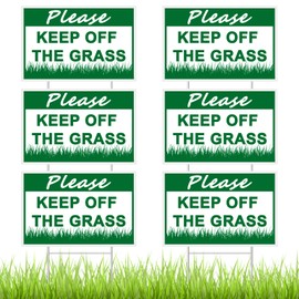 Juexica 6 Pcs 6 x 9 Inch Please Keep off Grass Sign Double Sided Plastic Lawn Garden Sign with 6 Strong H Stakes for Yard Decorations Dogs People Stay off Your Lawn, Easy Install