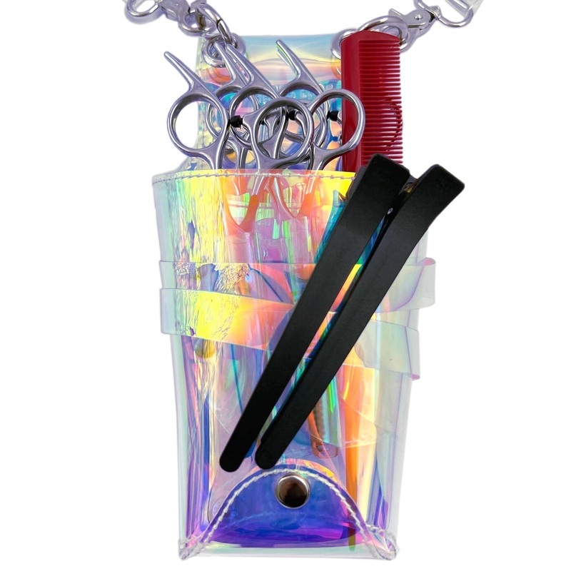 GLASS FROG Glossy Mermaid Sparkle Scissor Case, 7 Inserts, Hairdresser,