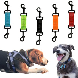 Dog Collar Clip Dog Safety Leash Clip Prong Collar Backup Dog Harness to Collar Safety Clip 5 pcs Reflective Dog Leash Connector Double Ended Backup Clasp