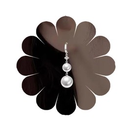 Eviarli Boho Pearl Hoop Drop Earrings Pearl Dangle Drop Earrings Vintage Pearl Hoop Earrings Silver Pearl Bead Earrings Pearl Bridal Wedding Earrings Trendy Jewelry for Women and Teen (style:A)