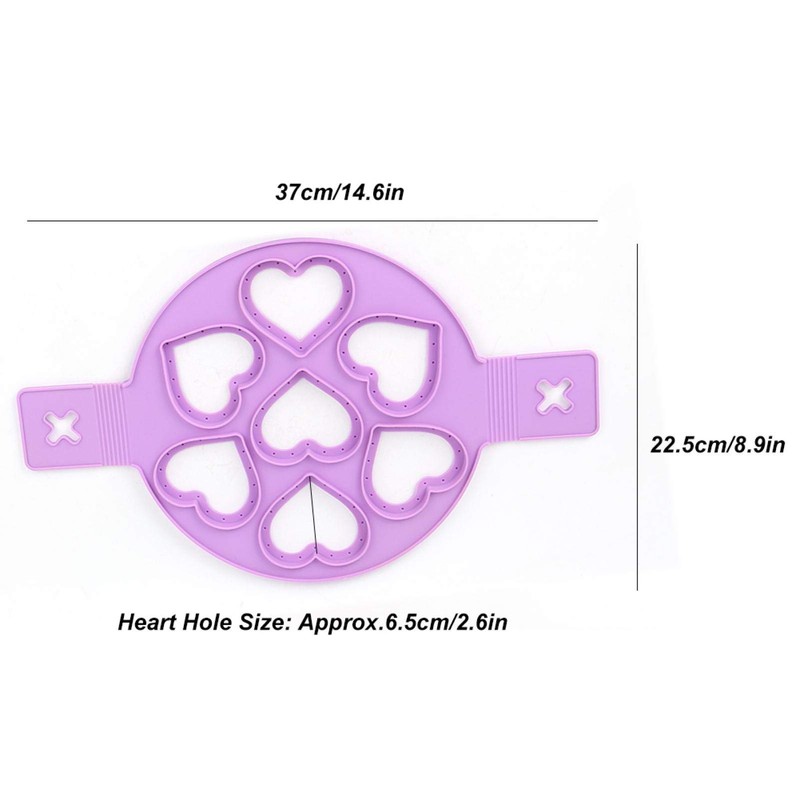 2Pcs Pancake Maker Mold, 7 Cavity Star/Heart Shape Non-Stick Egg