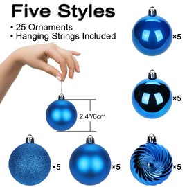 Briful 25PCS 6CM Christmas Baubles, Christmas Tree Decorations Xmas Hanging Ornaments Small Shatterproof Balls for Home Festival Gifts Christmas Decorations