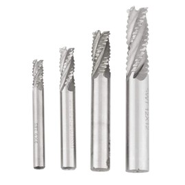 Qinlorgo Set of 4 Milling Cutters - 4 Cutting Edges HSS Roughing Cutter CNC M6/M8/M10/M12 High Speed Steel for Metal and Alloy Steel