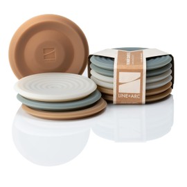 LINE+ARC Extra Thick Silicone Coasters (As Seen in NYTimes WireCutter) Waterproof Anti-Stain Heat-Safe Dishwasher-Safe Degrē Coasters XL (Set of 6 Joshua Tree) Outdoor Rubber Mid-Century Modern