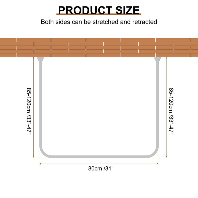 uxcell Stretchable Shower Curtain Rod Rack, Stainless Steel U Shaped