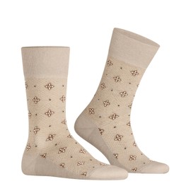 FALKE Men's Mosaic Floor M So Linen Cotton Patterned 1 Pair Socks, Beige Creme 2050, 8.5-9.5