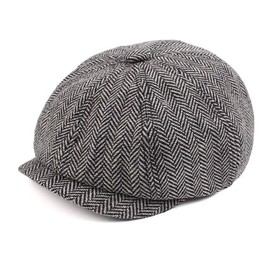 JANGANNSA Toddler Boys Newsboy Caps Baby Kids Driver Cap Hat Vintage Tweed Flat Pageboy Hats (Black, 48CM(6-24Months))