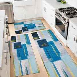 XLHOMO Kitchen Rugs Sets of 3, Non Slip Washable Kitchen Mats for Floor, Anti-Fatigue Runner Rug with Rubber Backing, Waterproof Kitchen Rug Set for Laundry, Floor, Office, Hallway