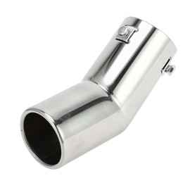 VekAuto 1 Pc Curved Exhaust Tip 1.1" - 2.4" Inlet 2.5" Outlet 7.1" Length Tailpipe Universal Car Bolt on Stainless Steel Silver Tone Rear