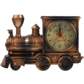 Abaodam Railway engine alarm clock Lightweight clock tabletop clock vintage alarm clock bedside alarm clock decorative alarm clock Creative Clock Desktop Ornaments Clock locomotive Model