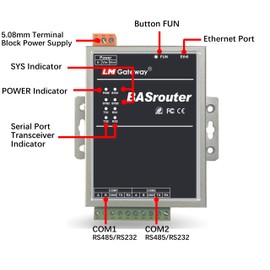 LM BACnet Router 201-B for Building Support, BACnet MS/TP to BACnet IP, 10/100 Ethernet with auto-Negotiation and Auto-MDIX, Support for BBMD