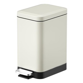 LEASYLIFE 12L/3.1Gal Slim Step Garbage Can,Narrow Rectangle Garbage Container Bin,Small Bathroom Trash Can with Lid Soft Close，Foot Pedal Garbage Can for Bathroom,Bedroom,Office (12l-White)