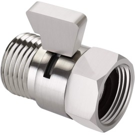 Tenfe Water Flow Control Valve, Brushed Nickel Shut Off Valve for Hand shower Adjustable Water Pressure Turn off Valve, Brass G1/2 Standard Connection