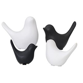 Gaobei Small Animal Statues Home Decor Modern Style Birds Decorative Ornaments for Living Room, Bedroom, Office Desktop, Cabinets (White 2Pcs Black 2Pcs)