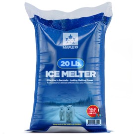 Maple99 Ice Melt Safer for Concrete -20 lb Bag, Snow Salt Ice Melt, Salt for Snow and Ice Removal, Sidewalk Salt, Driveway Salt, Snow Melt is Effective Up to -15