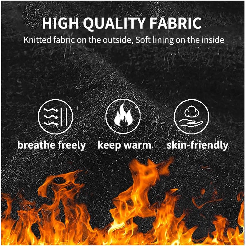 HGDGears Winter Warm Knitted Gloves for Men,Soft Lining,Touchscreen Thermal Knitted