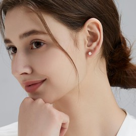 KRKC Moissanite Earrings for Women, S925 Silver Diamond Stud Earrings 3/4/6 Claw, 14K Gold/White Gold Plated VVS1 D Colour, 0.6/1/1.2/1.6/2/3 Carat Nickel Free Round Earrings, S925 silver