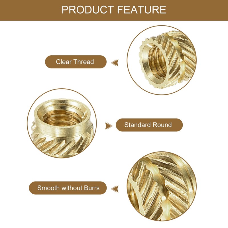 sourcing map Knurl Thread Insert Nuts - M2/M3/M4/M5/M6 5 Values