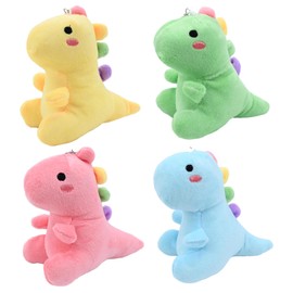 4 Pcs Dinosaur Plush Toys, 12 cm Dinosaur Stuffed Animal Soft Toy Cartoon Dinosaur Plush Doll Mini Animal Plush Toy Perfect Party Favors and Classroom Prizes Goodie Bag Stuffers for Kids (Dinosaur)