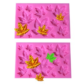 2 moldes de silicona de hoja de arce para fondant, molde de resina para manualidades de azúcar, herramientas de decoración de pasteles, bricolaje para cocina y horneado