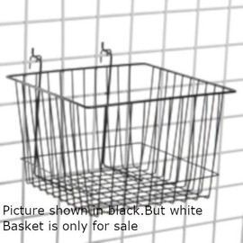 White Grid Basket 12 W x 12 D x 8 H Inches for Gridwall