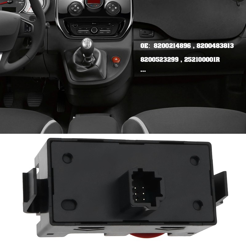 ECSiNG Car Hazard Warning Light Switch 6-pin 8200214896 8200483813 8200523299
