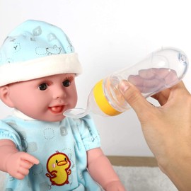 Cucharas de silicona para bebés, biberón para niños pequeños Suministros de alimentación para bebés con cuchara y tapa para la alimentación del bebé(Amarillo)