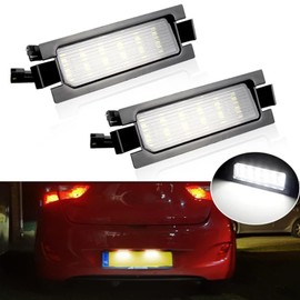 BHZNGD Error Free Number Plate Light 2 Pack 18 SMD License Plate Lights Compatible with Hyundai I30 GD CW Elantra GT Accent for K/ia C/eed JD ED OEM#925011H500