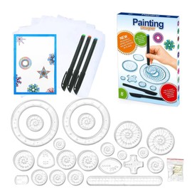 KEUGT Spiral Designer, 26-Piece Multifunctional Spirograph Drawing Tool, Drawing Toy Set, Colourful Spiral Pictures Sign Set, Creative Drawing Set for Adults and Children, Painting Stencils
