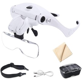 Lupen mit LED-Licht, professionelle Lupe für Modellbau, Uhrenreparatur, Zahnmedizin und Mikroarbeiten - 5 austauschbare Linsen 1,0X, 1,5X, 2,0X, 2,5X, 3,5X