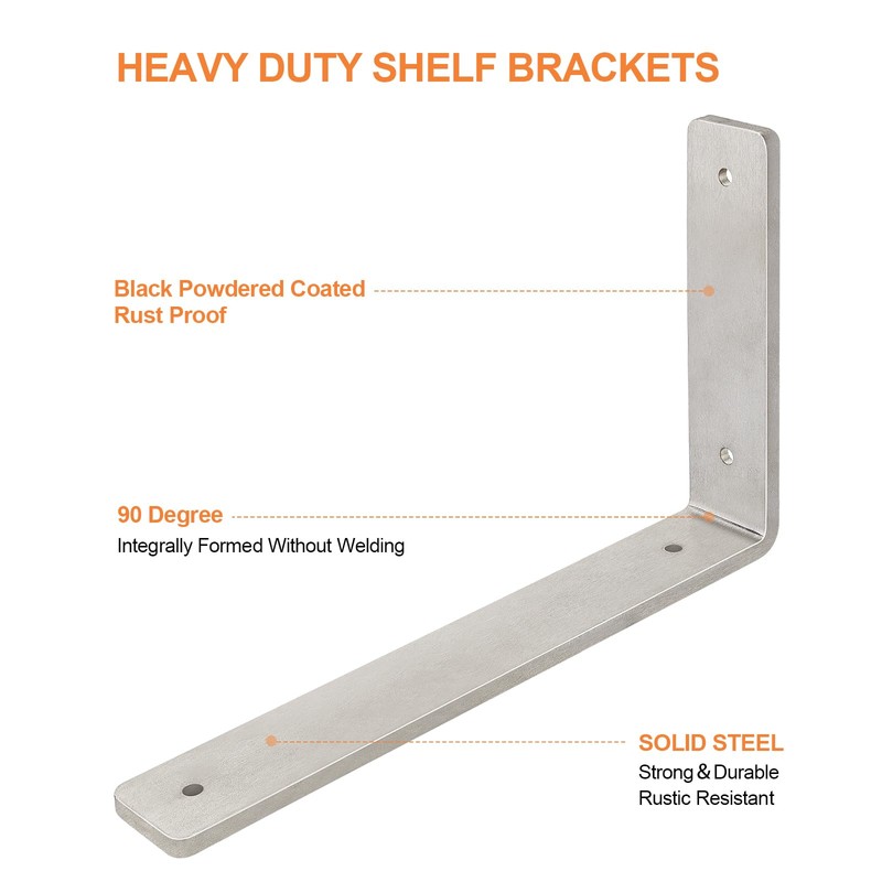 Floating Shelf Bracket Stainless Steel 10 Inch, 6 Pack Heavy
