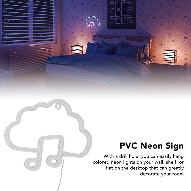 LED Neon Sign Note Shaped PVC USB Battery Power Supply