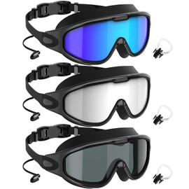 NSSIW Goggles Swimming Adult Swim-Goggles: Wide View with UV400 Protection Anti Fog No Leak for Men and Women 3 Pack