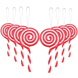 Homo Trends 8Pcs Christmas Lollipop Ornament, Acrylic Red and White Candy Cane Christmas Tree Hanging Ornament Swirl Lollipop Mould Decoration for Home Party……
