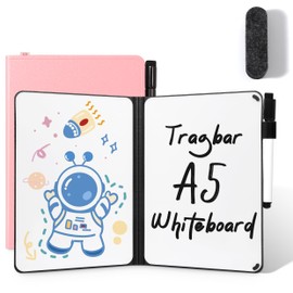AGM Mini Whiteboard, Pink, Portable A5 Memo Board, Small Double-Sided Writing Whiteboard, No Magnet, 15 x 21 cm, Hard Shell for Office, School, Home - Includes 1 Marker with Eraser Tip