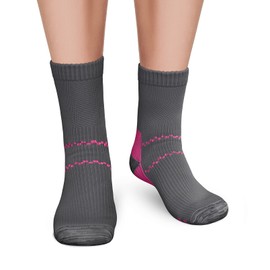 CHARMKING 6 Pairs Crew Compression Socks for Women & Men Circulation 15-20 mmHg is Best for All Day Wear Running Nurse (S/M, Grey Multicolor)