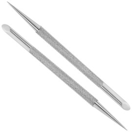 Beavorty 2pcs Stainless Steel Cuticle Pusher Nail Cleaner Remover Cutter Manicure Pedicure Tool for Fingernails Toenails