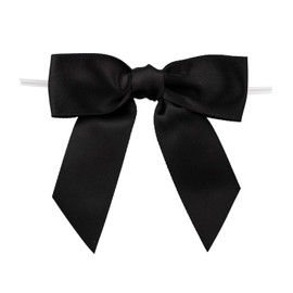 7Rainbows 30pcs Boutique 3.5" Black Satin Ribbon Twist Tie Bows for Tying Up Packages Gift Wrapping
