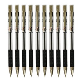 Ballpoint Pens, NATMax Biros, BLACK, Pack of 10, Fine Point (0.7mm), Smooth Writing, Comfort Grip, Ideal For Office Home School Use, iVAIDEX Black Ball Pen