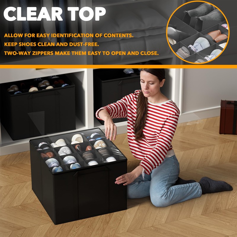 SpaceAid Shoe Organizer for Closet, 2 Pack Foldable Shoe Storage