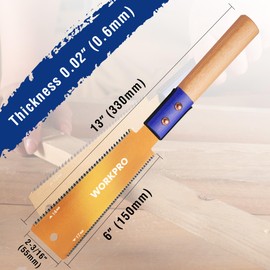 WORKPRO 6 Inch Japanese Pull Saw, Double-Edged Hand Saw for Wood Cutting with 14&17 TPI, SK5 Flexible Blade, Non-Slip Beech Handle for Woodworking
