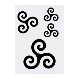 4 x 'Triskelion Symbol' Temporary Tattoos - Water Resistant, Skin-Safe, Non-Toxic Transfers, Mixed Sizes (TO00080904)